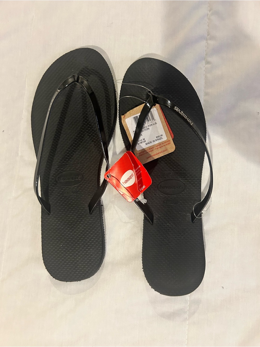Havaianas Black Slim Glossy Flip Flops with Tag